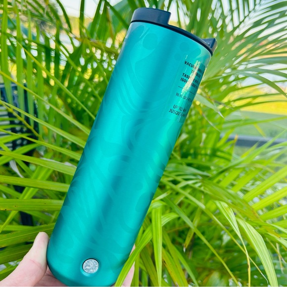 Starbucks Green Teal Swirl Stainless Steel Vacuum Insulated Tumbler Cup Thermos - Picture 1 of 16